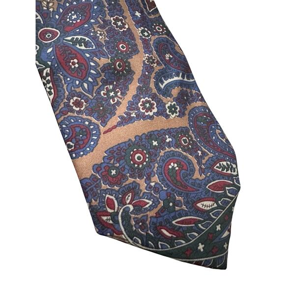 Vintage Blue Floral Italian Polyester Necktie - Picture 2 of 4